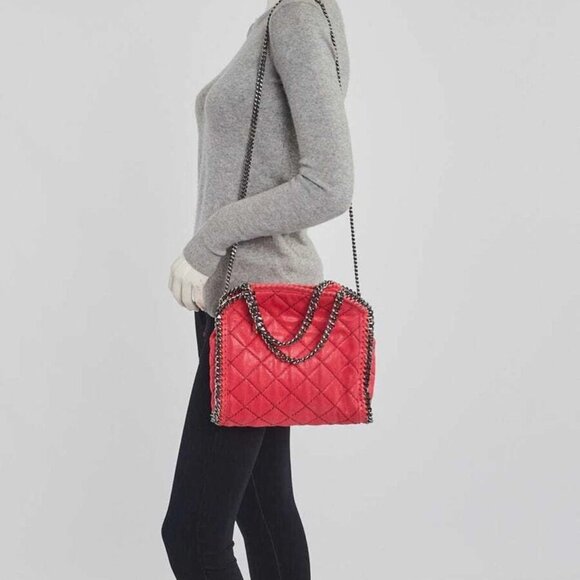 Stella McCartney Pink Quilted Faux Leather Falabella Small Tote Bag - Picture 9 of 11